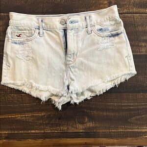 Hollister Women's Frayed Light Blue Jean Shorts